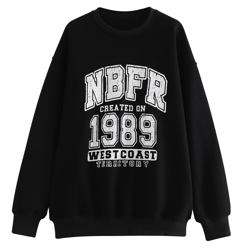 秋季大码卫衣ins港风宽松圆领百搭印花外套X5518-白底图-P55-限68，女装短外套，电商A061-1