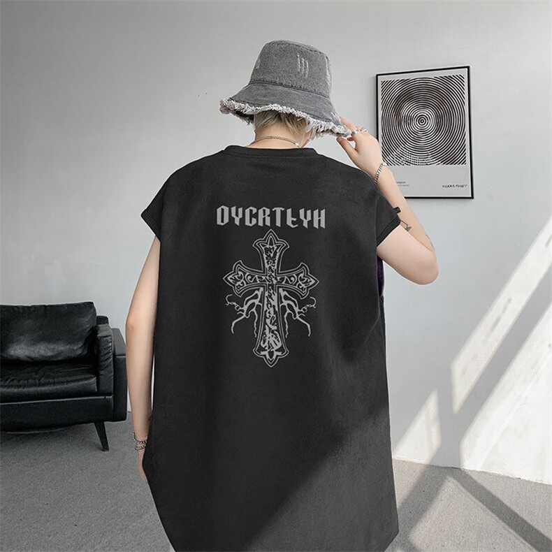 无袖背心男夏季新款宽松港风鹿皮绒圆领套头大码坎肩T9955-P25，男装背心/马甲，星座214-3