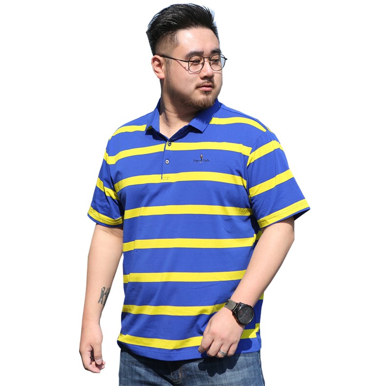 夏季男士短袖t恤翻领polo衫条纹宽松加肥大码半袖体恤丅5920款,男装T恤,星座802