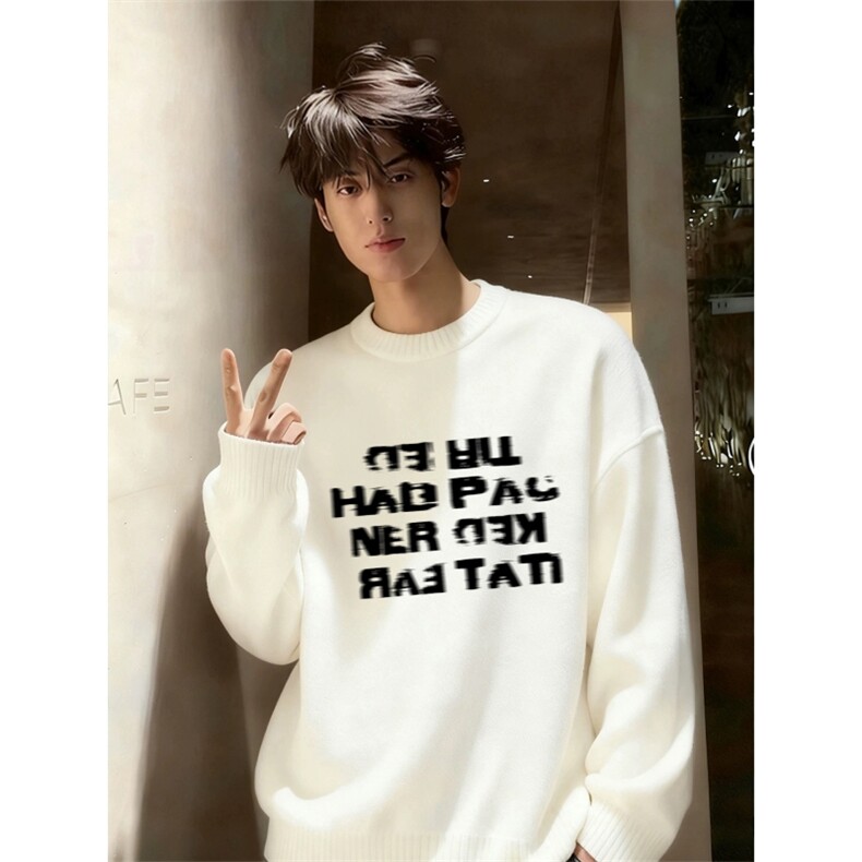 2025秋冬新款圆领印花毛衣针织衫，男装针织衫/毛衣，电商A336-2