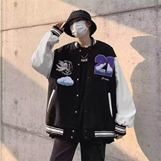 欧美复古高街头潮牌幽灵刺绣棒球服男女春秋嘻哈夹克炸街情侣外套，男装夹克，星座601-2