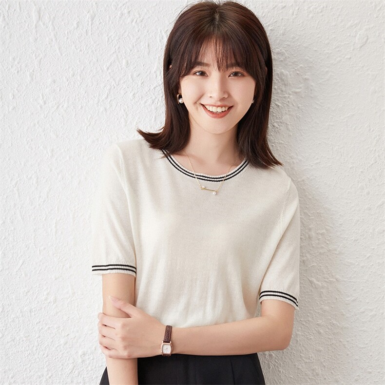 毛衣女新款2024初秋套头短款宽松显瘦针织上衣,女装羊毛衫,亿东羊绒