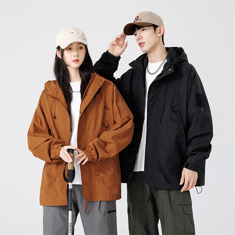 多巴胺连帽冲锋衣秋季工装防水夹克户外运动外套FJ90-特价P37，男装夹克，电商A007