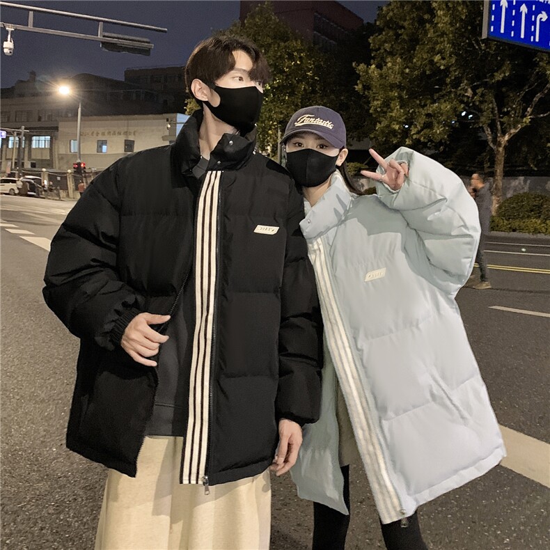 情侣装冬装港风织带棉服宽松棉衣休闲加厚外套男女G1106P118,男装棉衣,电商A339