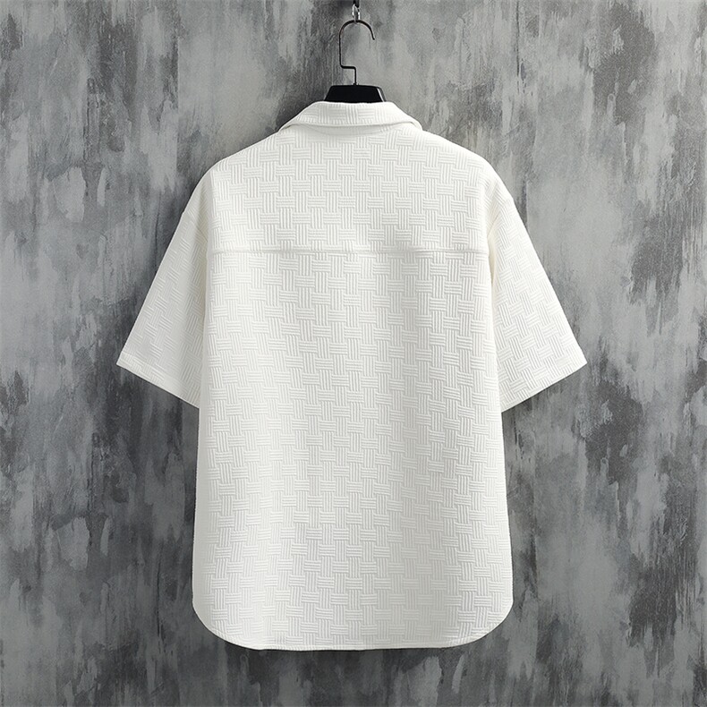 7XL-M挂拍短袖衬衫男2023夏季新款潮牌胖子开衫肌理感上衣加大码,男装衬衫,钱塘717(原712)