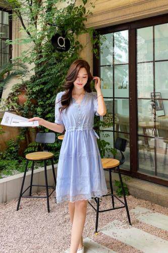 天丝压花边时尚连衣裙，女装连衣裙，天使公主