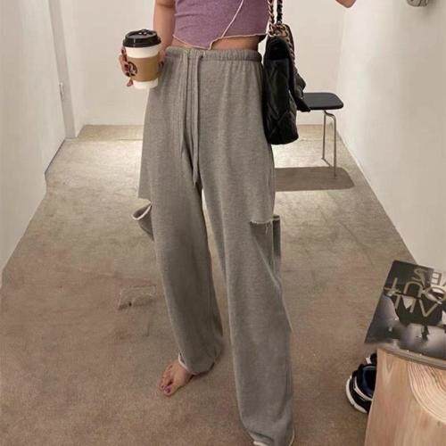 【现货】两侧破洞休闲裤，女装休闲裤，TWO LAPS