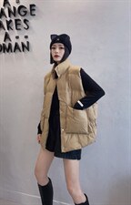 韩版茧型休闲羽绒马甲，女装马甲，那简