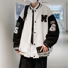 棒球领休闲高品质骑兵斜夹克黑/白M-3XLJ6555，男装夹克，星座1116A-1（原606A）