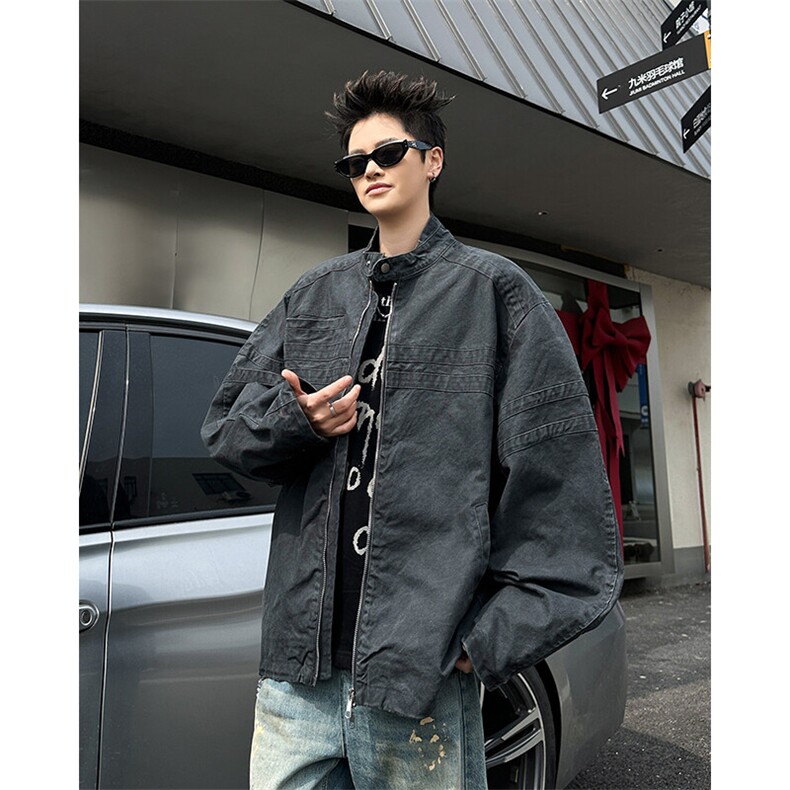 美式复古工装牛仔外套设计感小众水洗做旧夹克潮JK0935-P95，男装夹克，星座308B-1