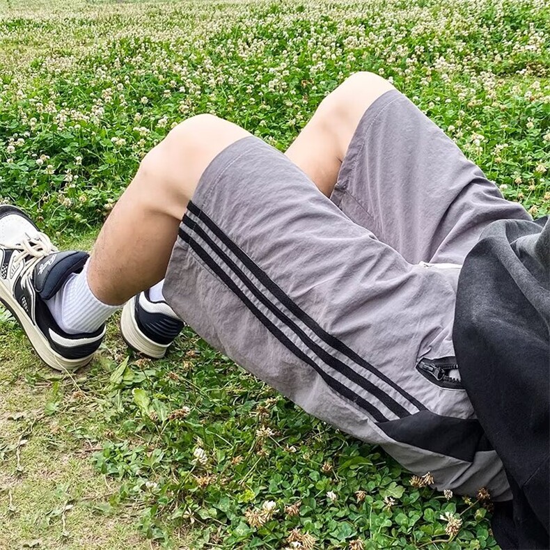 条纹短裤夏季港风薄款运动训练休闲拉链口袋男中裤DE126,男装牛仔裤,星座1116A-1（原606A）