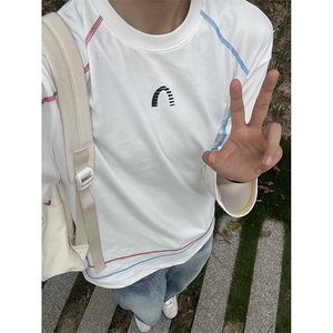 多巴胺撞色哈苏线速干衣漂流服男女夏秋季轻薄透气羽毛球服骑行服图片