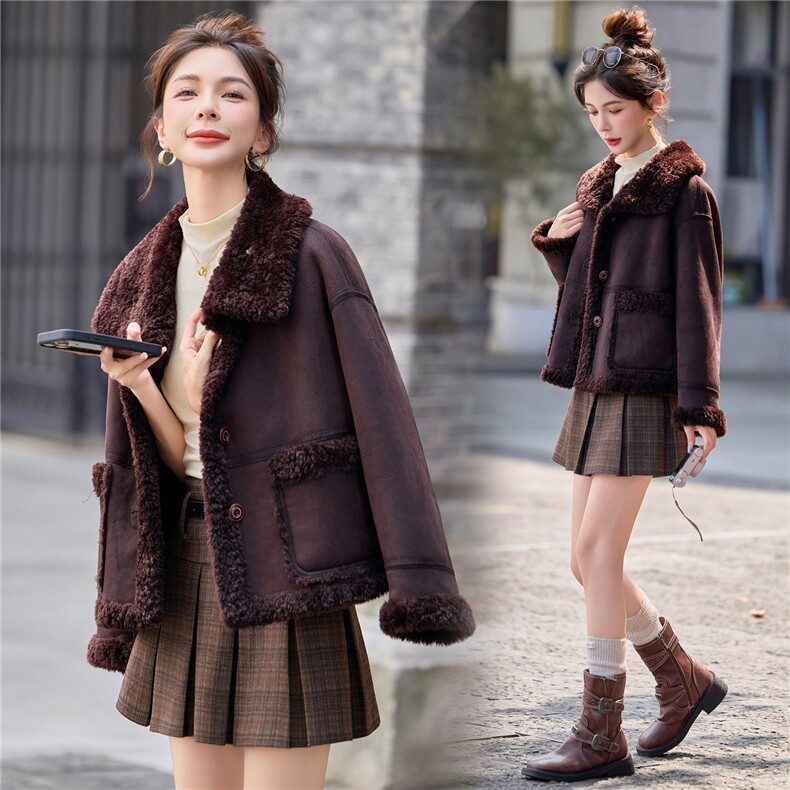 2025冬季新款~~双面穿皮毛一体,女装棉衣/棉服,意芙