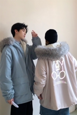 情侣装冬装小熊反光羊羔毛情侣棉衣外套毛领棉服G902P128男，男装棉衣，电商A339