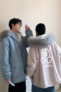 情侣装冬装 小熊反光羊羔毛情侣棉衣外套毛领棉服 G902 P128 男图片