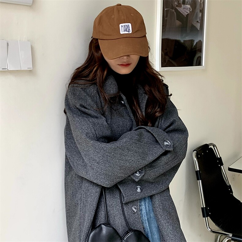 秋冬中长款呢大衣厚外套fy9116p125控158,女装毛呢外套,电商A138B