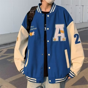 秋季撞色毛呢外套男韩版潮流宽松棒球服外套 J699 P52图片