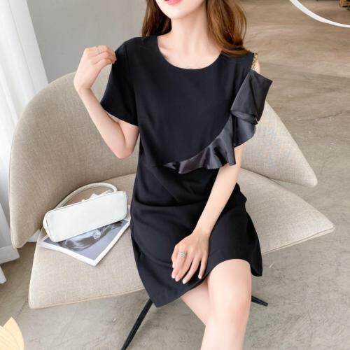 新款赫本荷叶边拼接法式小香风连衣裙，女装连衣裙，炅缇恩