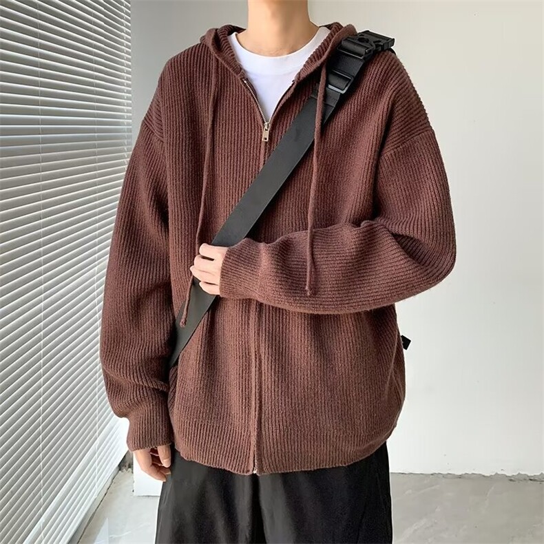 美式复古开衫毛衣外套男秋冬季潮牌慵懒风百搭拉链线衣,男装针织衫/毛衣,星座410-7