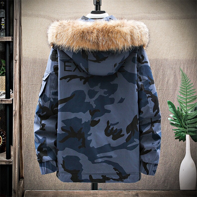 90%白鸭绒M-8XL2021大码迷彩连帽毛领羽绒服109-Y2038-P210.225,男装羽绒服,星座109