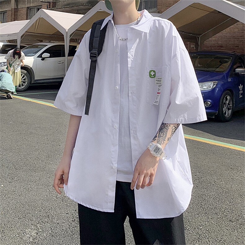 五分袖衬衫设计感男装夏季hiphop炸街短袖衬衣潮牌上衣CS456-P30,男装衬衫,星座1008