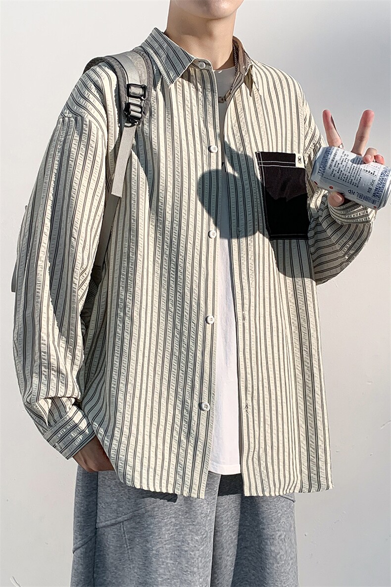 G807-P45秋季新款港风休闲宽松长袖衬衫男,男装衬衫,星座1204