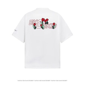 嘻哈美式复古设计感花卉刺绣短袖T恤男女夏季情侣宽松GA8032 P42图片