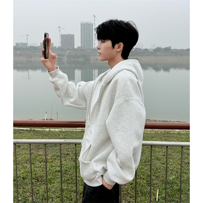 抖音得物高品质二开350克秋冬双头双拉链卫衣开衫外套W74，男装卫衣，电商A486