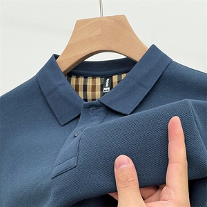 中青年男士polo衫加绒加厚休闲体恤衫打底上衣长袖t恤男翻领纯棉图片
