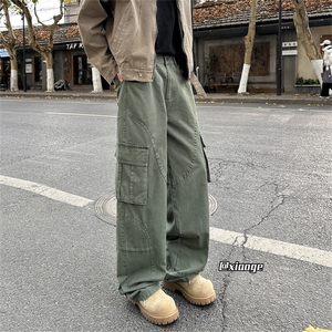 XZ616 春季重磅工装缉明线拼接复古休闲长裤 TY1160 P75控98图片