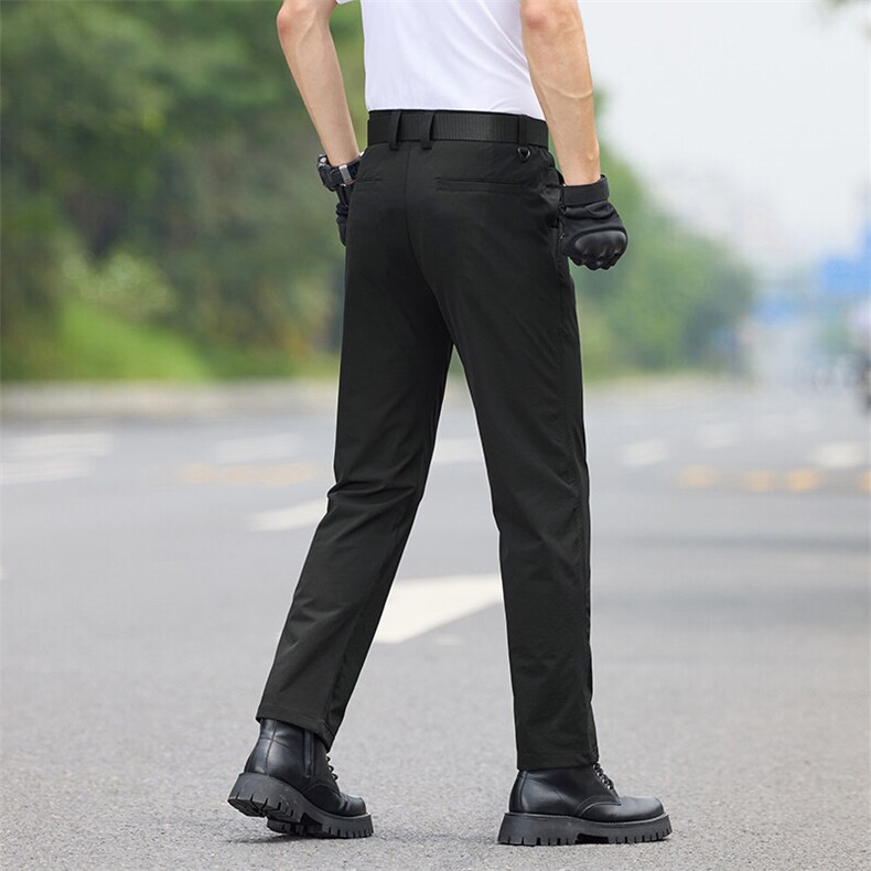 2025新款战术休闲裤男士弹力修身直筒抗皱耐磨松紧腰春夏薄款裤子,男装休闲裤,星座914