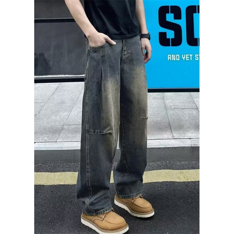宽松直筒美式水洗牛仔裤男士时尚休闲长裤男装阔腿弯刀裤N922,男装牛仔裤,星座1116A（原606A-3）