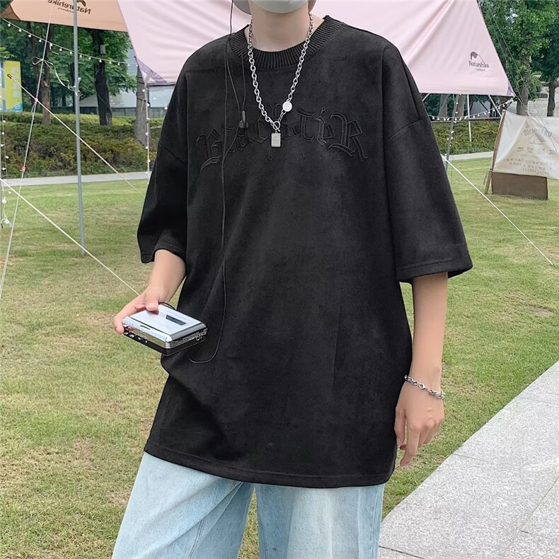 夏季潮牌男士t恤刺绣麂皮绒短袖GT18P30,男装T恤,星座1116-2