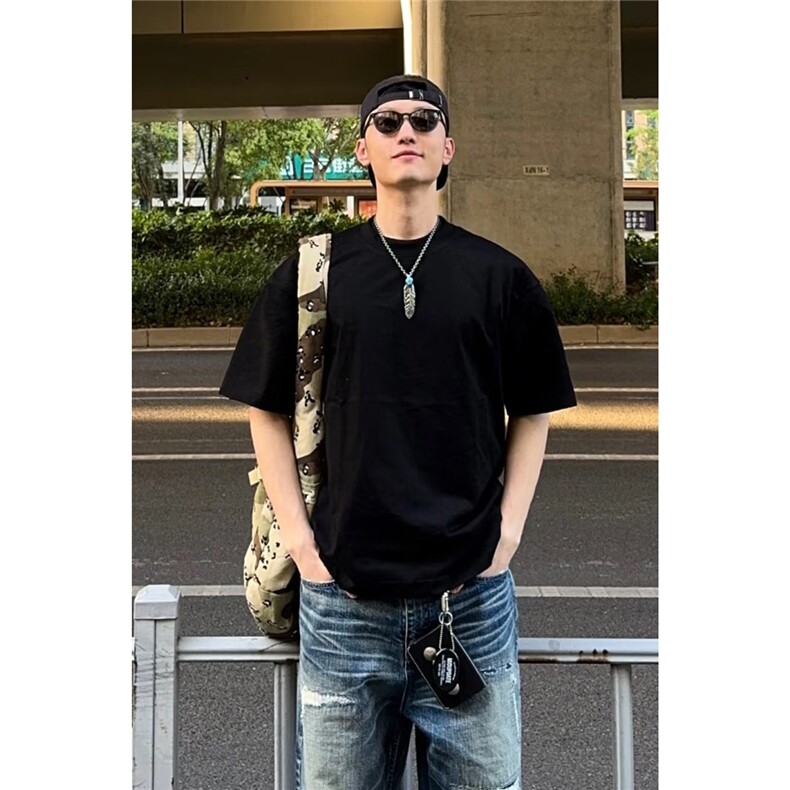 网图2026夏季新款复古230g纯棉短袖T恤男DT6299特P14建议零售价38,男装T恤,电商A001-1