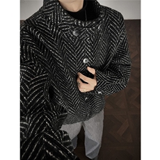 鱼骨条纹呢子内胆加棉加厚棉衣宽松立领棉服A170-N63-P118，男装棉衣，电商A170