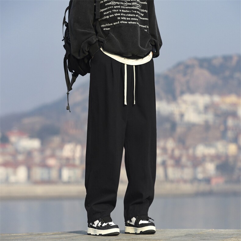 高品质春款男休闲裤裤脚褶皱直筒宽松纯棉长裤H016P35,男装休闲裤,星座1013-1
