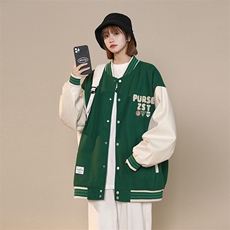 中性风上衣夹克宽松落肩拼色棒球服外套XZ214-8JK714-P78，男装夹克，星座1204-3