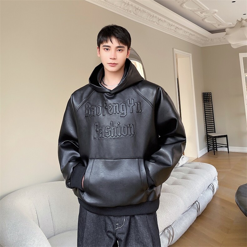 冬季潮流个性立体压花字母连帽男女套头皮衣外套痞帅上衣136P145,男装卫衣,星座901-1（原C217）