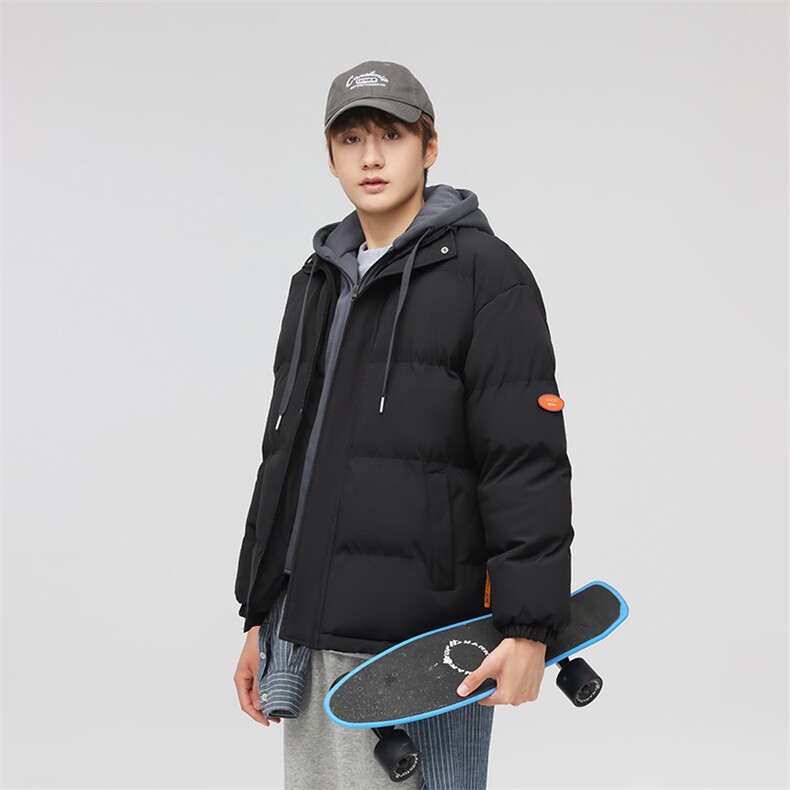 日系冬季连帽假两件小标防风棉衣面包服外套男女同款XY2273-P65,男装棉衣,星座717