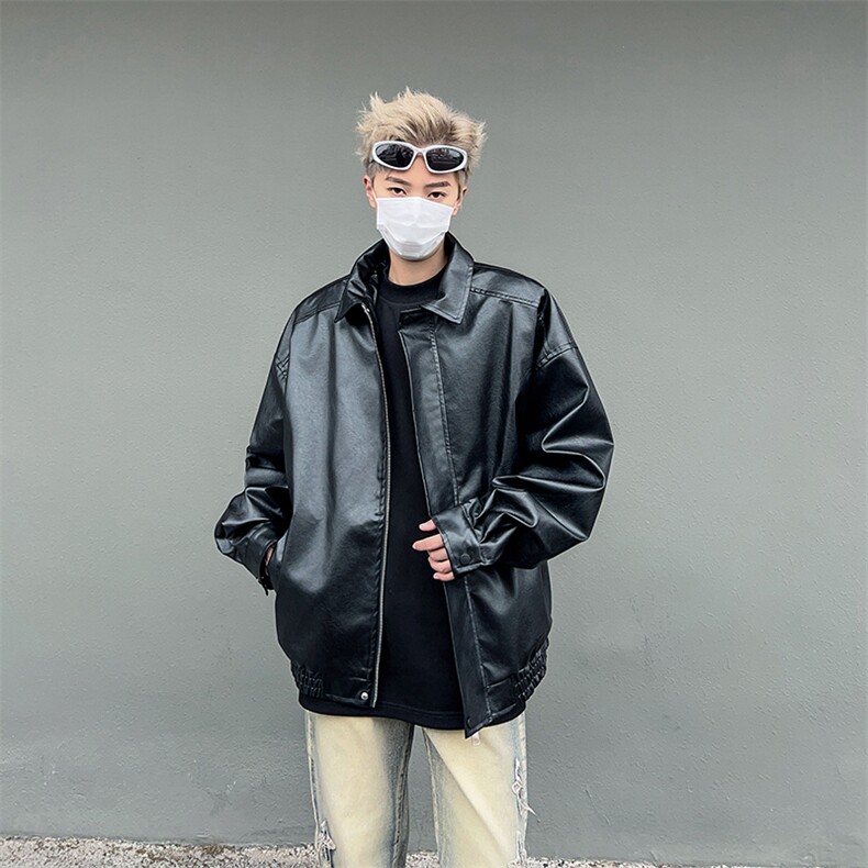 美式复古潮流pu皮夹克2024春季新款机车皮衣外套男现货W8125-P60,男装夹克,星座512-4