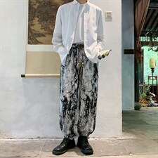 2026港风冰丝扎染抽绳大码M-5XL风休闲裤有套装88798P45，男装休闲套装，星座227-7