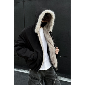 座山雕棉服外套男连帽美式复古工装男装皮衣棉衣ZX36批95图片