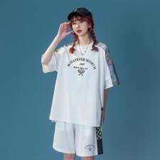 中性风2023夏季新款腰果花字母印花运动休闲套装TZ953p65控88，男装休闲套装，A247A