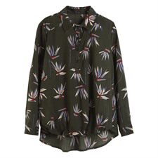 2021年秋季碎花方领长袖直筒拼接印花亮片潮流显瘦衬衫，女装衬衫，丽影随形