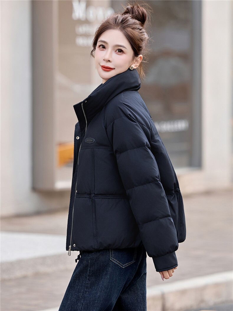 现货！2025年冬季无帽立领加厚保暖时尚羽绒服女,女装羽绒服,沐七七