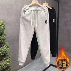 运动卫裤男加绒秋冬季2025新款美式休闲束脚男裤潮流百搭裤子刺绣，女装休闲裤，星座1210-1