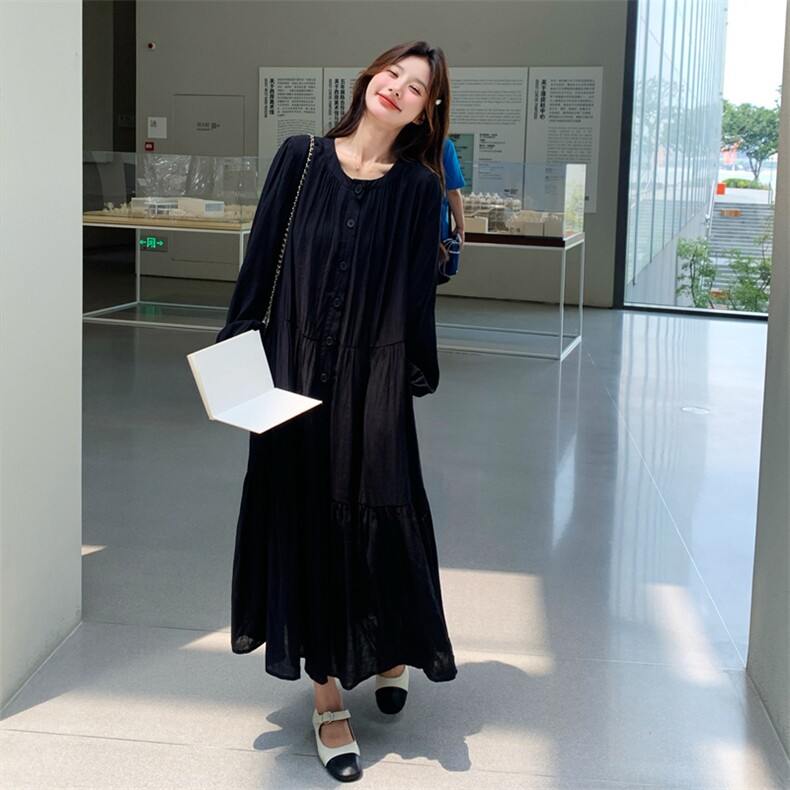 现货黑色长袖连衣裙C158-8603-P115-K168,女装连衣裙,2C158