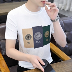 直播7313-P55新款创意烫钻欧洲站短袖T恤男士欧美男装潮，男装T恤，电商D310B