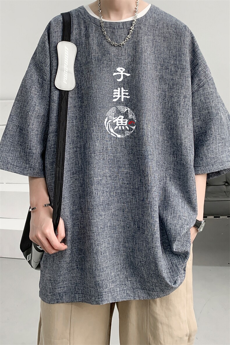 风复古亚麻短袖男棉麻t恤男半袖ZT71070-P35,男装T恤,电商A040