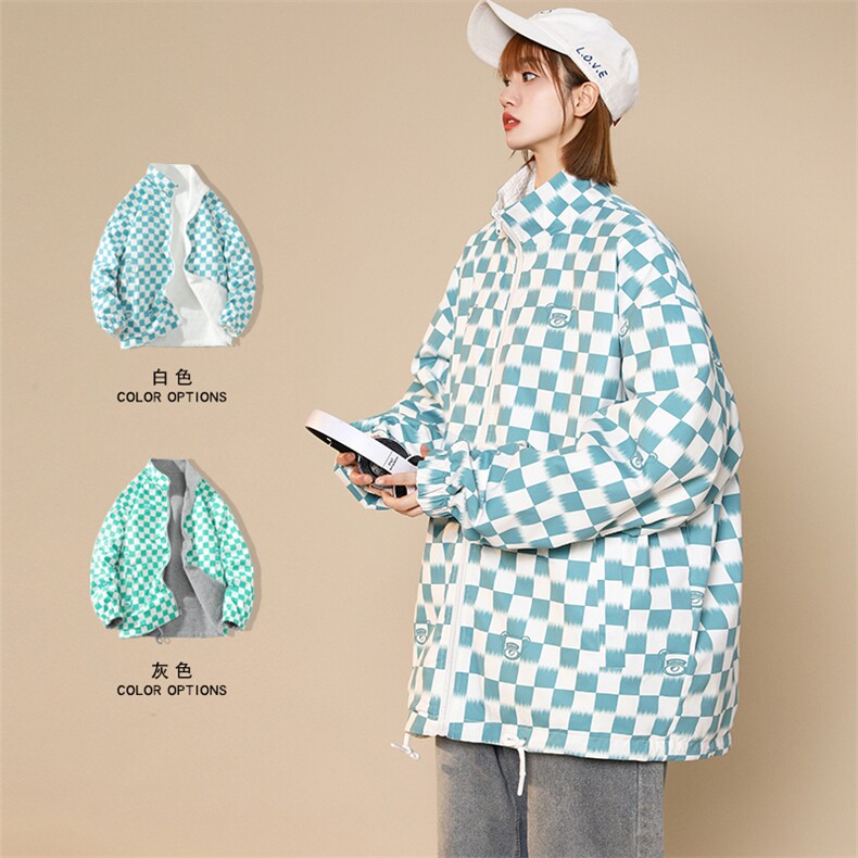 2023秋款中性风徽章棒球服百搭外套两面穿开衫夹克男女 8002-P100图片